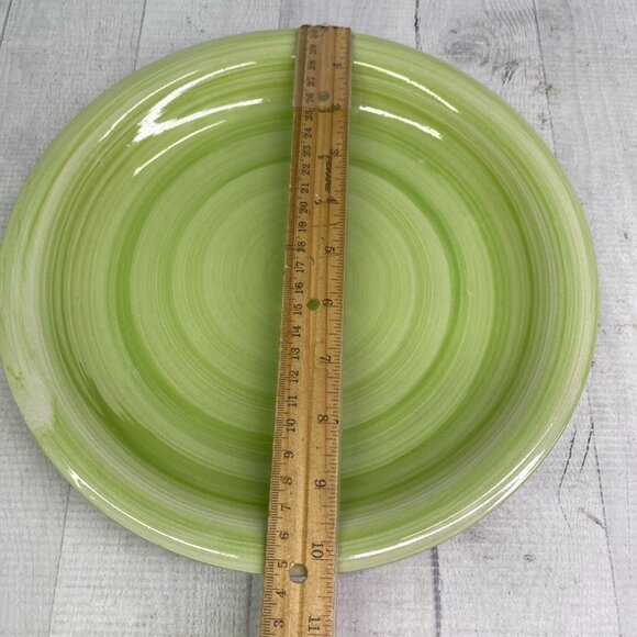 Royal Norfolk Greenbrier Spring Green Swirl Stoneware 10.5" Dinner Plates Set 2 - Picture 7 of 12